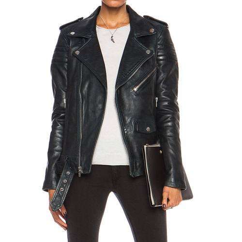 BLACK LEATHER BIKER JACKET FOR WOMEN - Jacket World