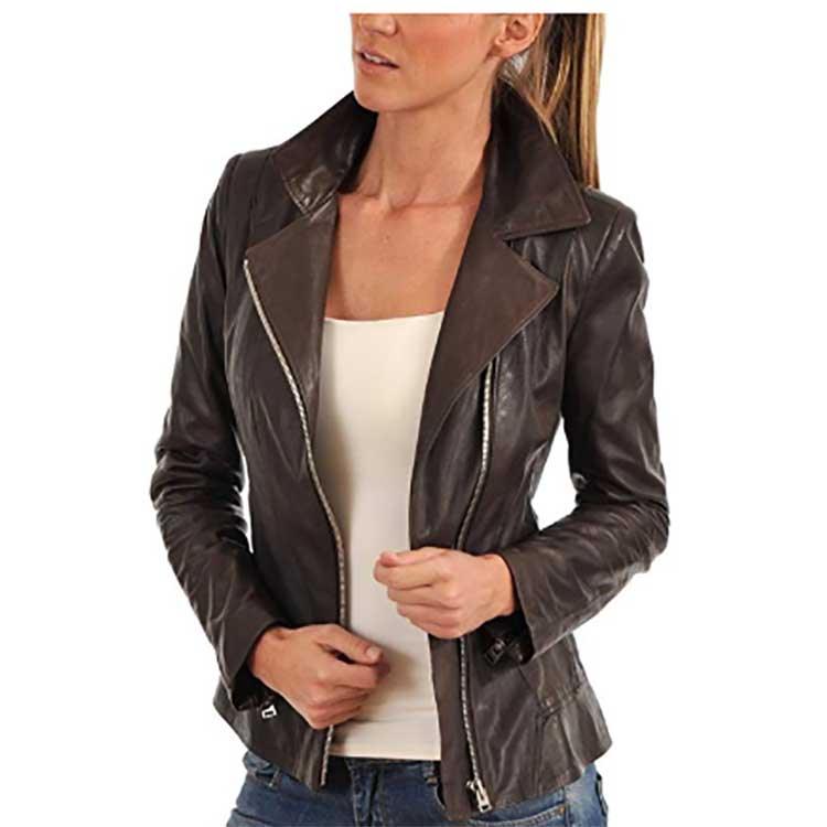 Women Slim Fit Biker Leather Jacket Jacket World