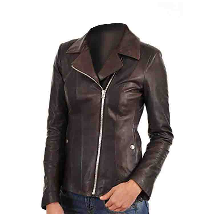 Women Slim Fit Biker Leather Jacket Jacket World