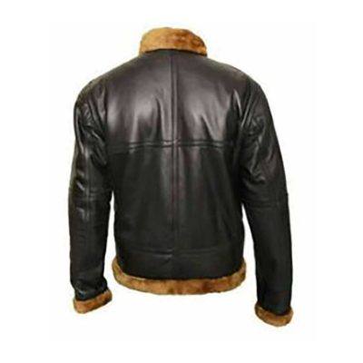 BLACK BOMBER GINGER STYLE FAUX SHEARLING LEATHER JACKET