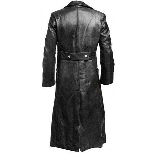 TRENCH DOUBLE BREASTED BLACK LEATHER COAT - Jacket World