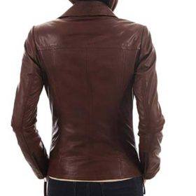 Women Slim Fit Brown Biker Leather Jacket Jacket World