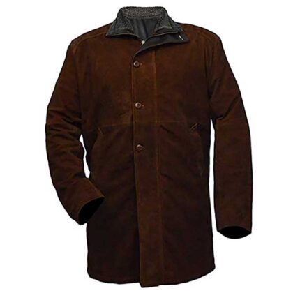 SEAL BROWN SUEDE LEATHER LONG COAT
