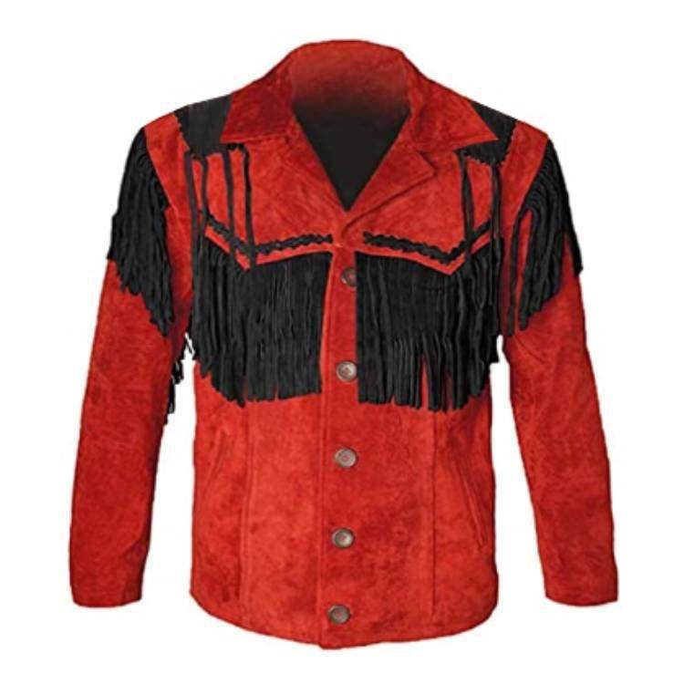 RED AND BLACK COWBOY SUEDE LEATHER JACKET | JACKET WORLD