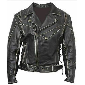 MEN’S BLACK BIKER DISTRESSED LEATHER JACKET | JACKET WORLD